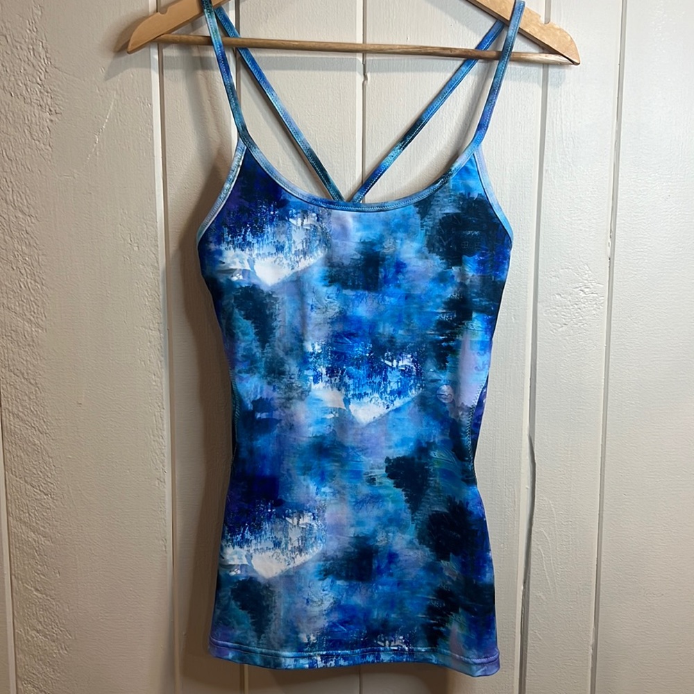Shape workout shirt mix of blue, purple and black